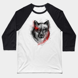 Bloodlusted Wolf Scribbled Print Design Baseball T-Shirt